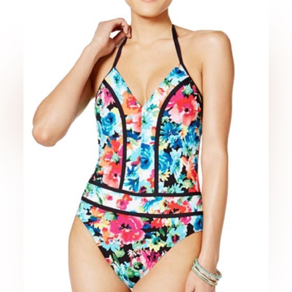 NWT BLEU ROD BEATTIE TWO OF‎ A KIND MULTICOLOR FLORAL ONE PIECE​​​​​